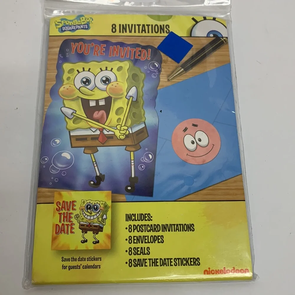 Nickelodeon | Sponge Nob SquarePants RARE Invitations Save The Date Invites NWT